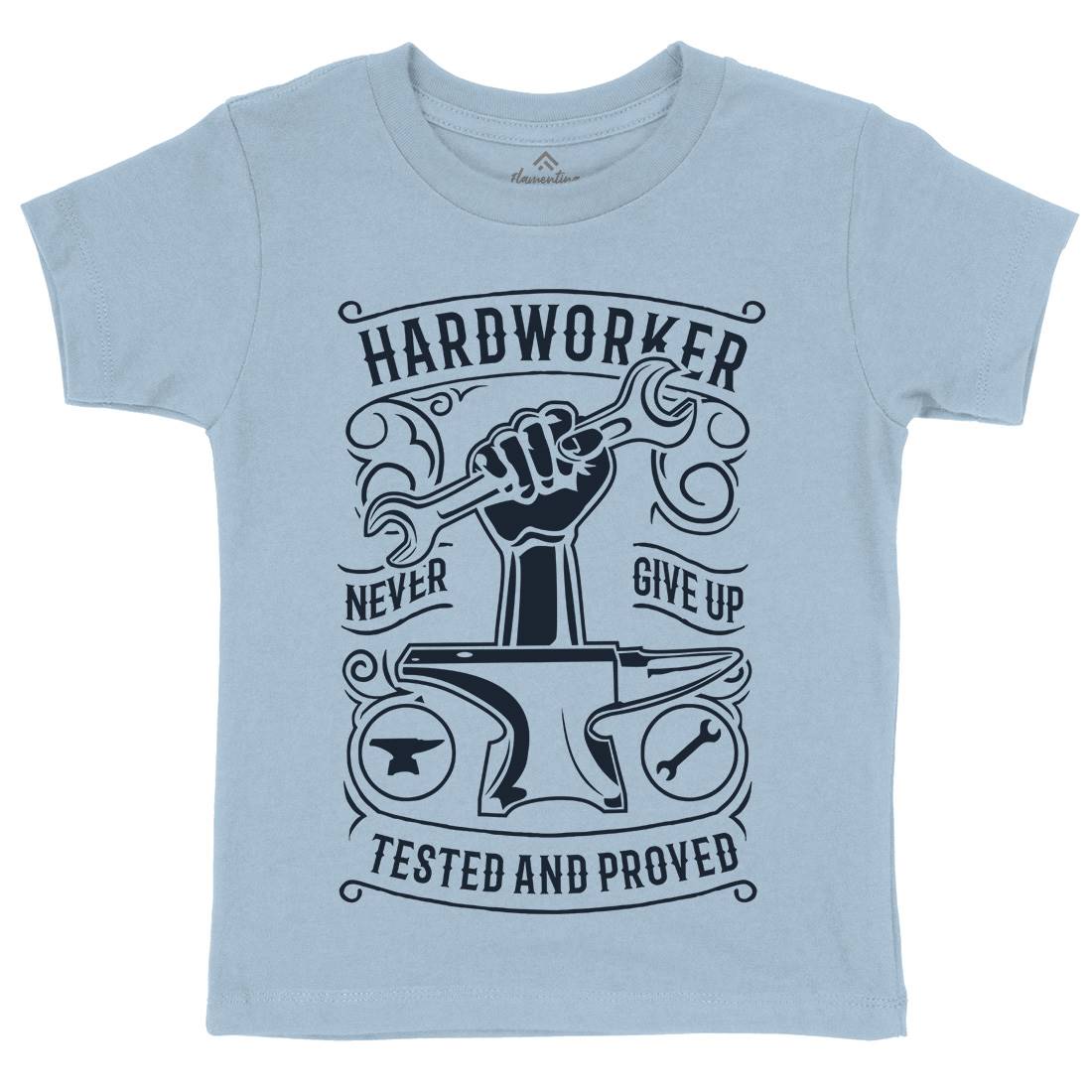 Hard Worker Kids Organic Crew Neck T-Shirt Retro B410