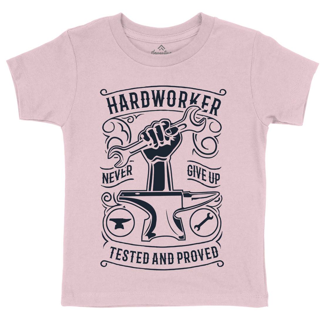 Hard Worker Kids Crew Neck T-Shirt Retro B410