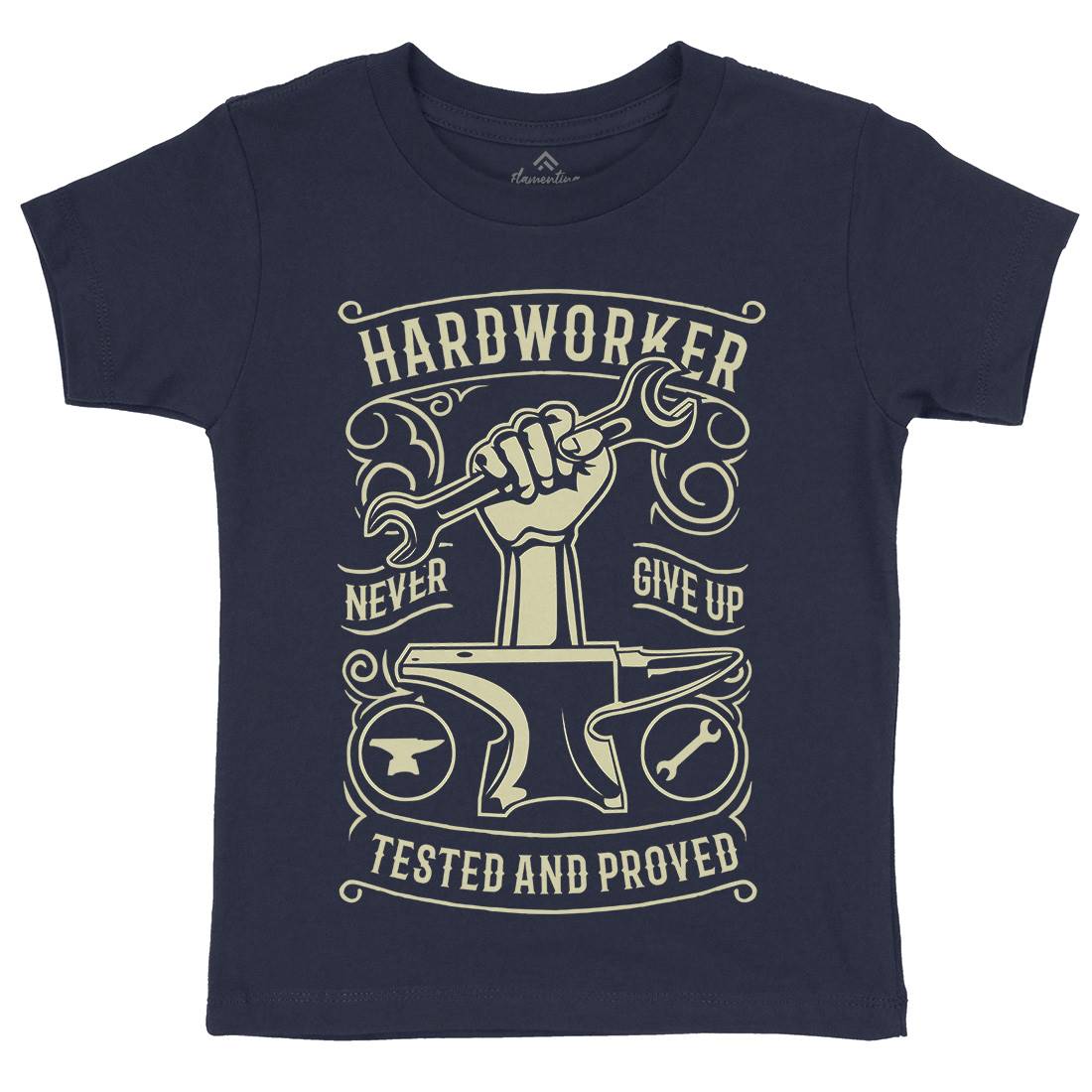 Hard Worker Kids Organic Crew Neck T-Shirt Retro B410