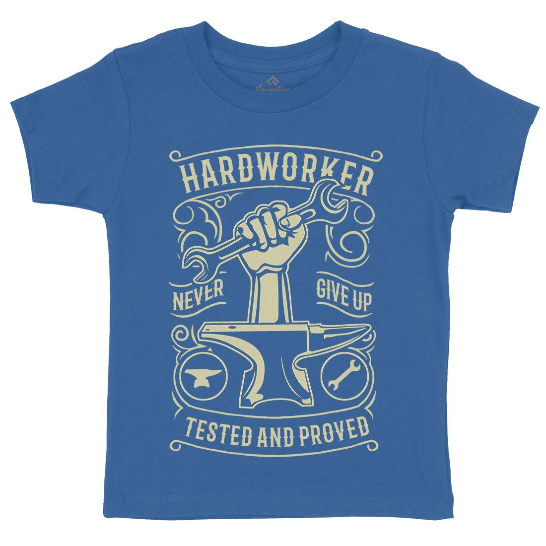 Hard Worker Kids Crew Neck T-Shirt Retro B410