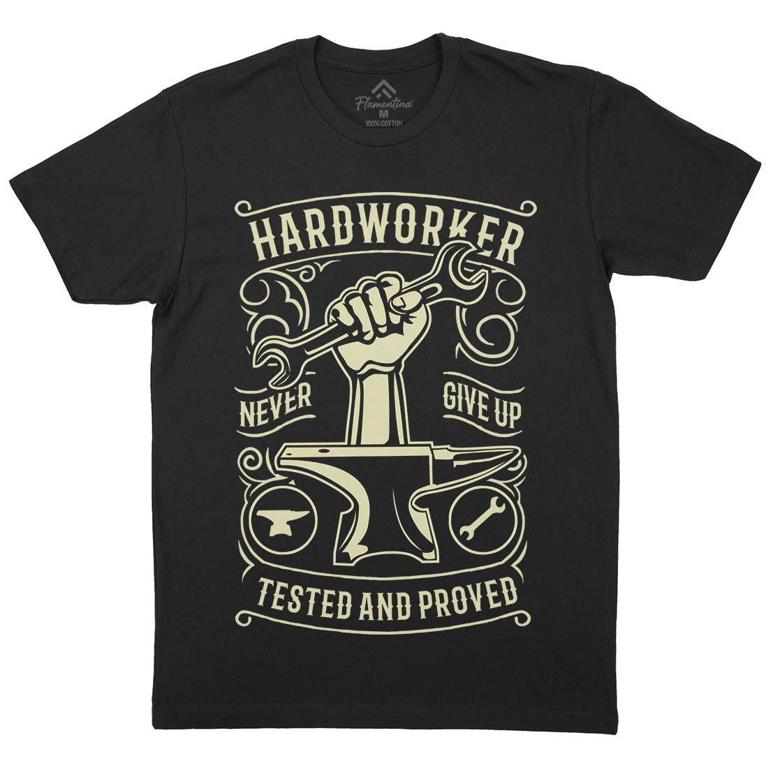 Hard Worker Mens Crew Neck T-Shirt Retro B410