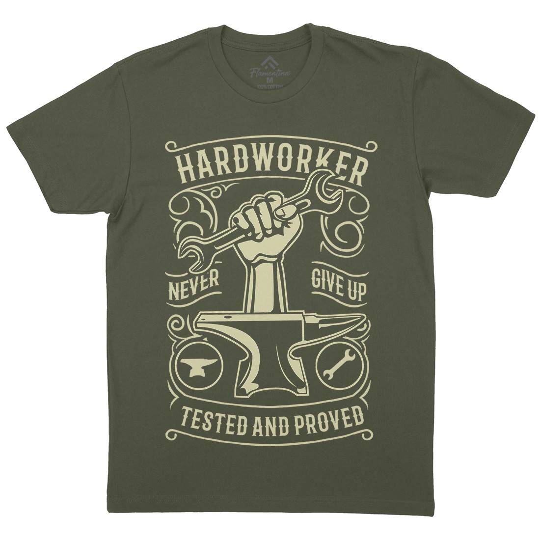 Hard Worker Mens Crew Neck T-Shirt Retro B410
