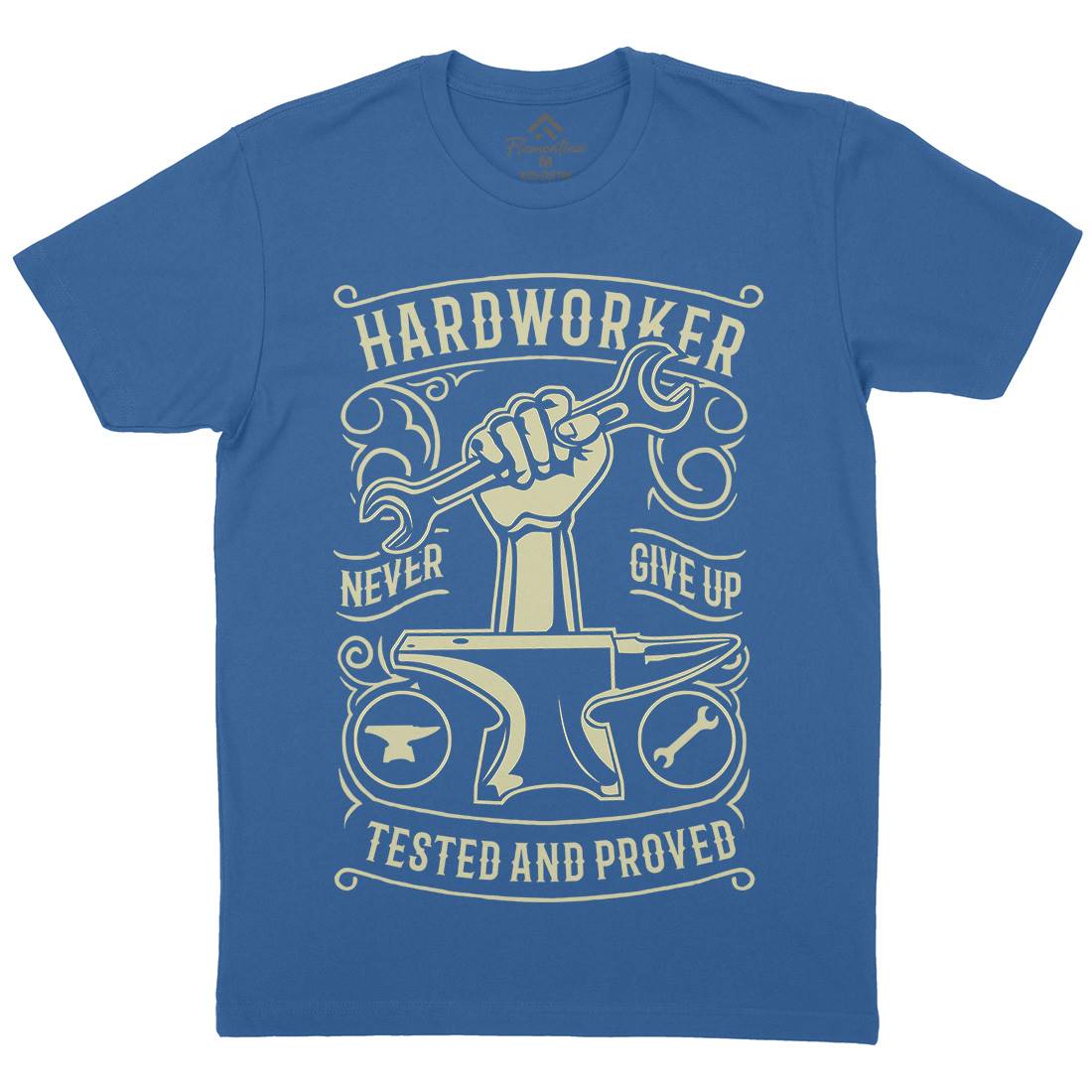 Hard Worker Mens Organic Crew Neck T-Shirt Retro B410