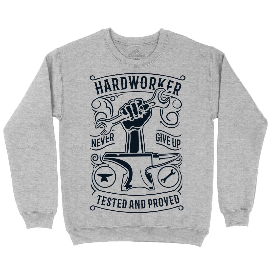 Hard Worker Mens Crew Neck Sweatshirt Retro B410
