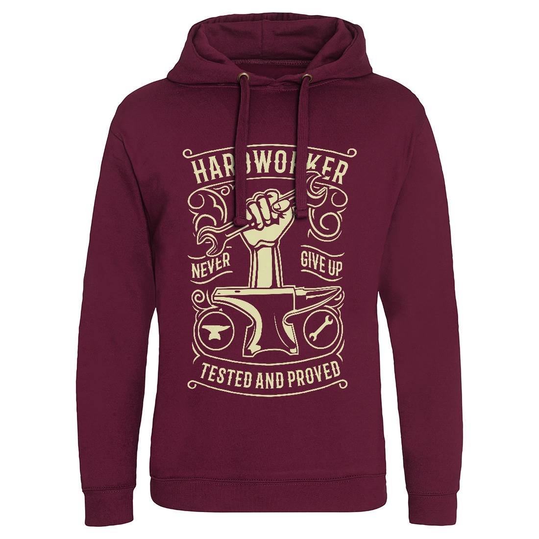 Hard Worker Mens Hoodie Without Pocket Retro B410