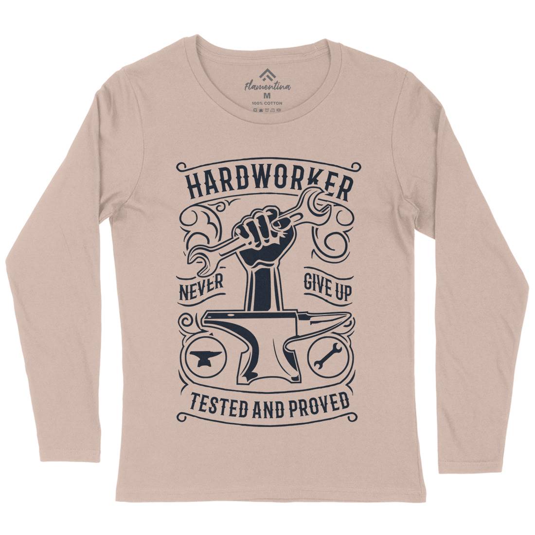 Hard Worker Womens Long Sleeve T-Shirt Retro B410