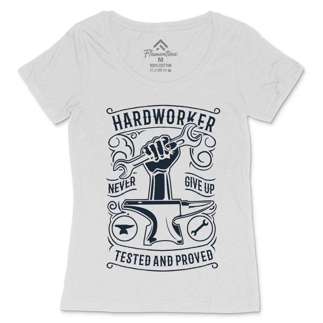 Hard Worker Womens Scoop Neck T-Shirt Retro B410