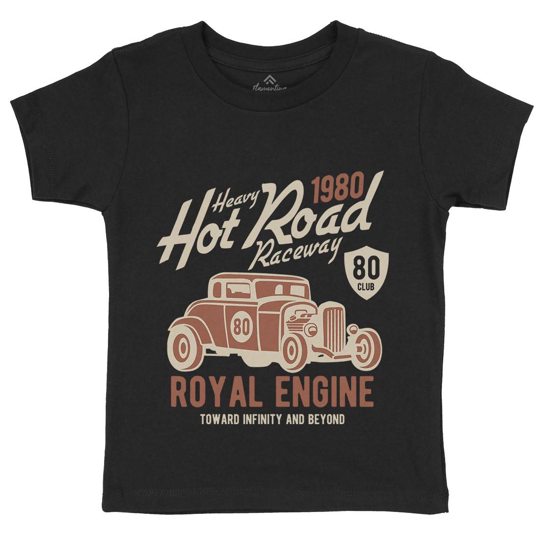 Heavy Hot Road Kids Organic Crew Neck T-Shirt Cars B411