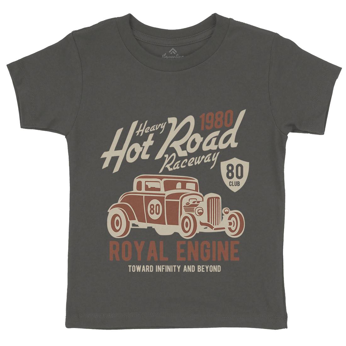 Heavy Hot Road Kids Organic Crew Neck T-Shirt Cars B411