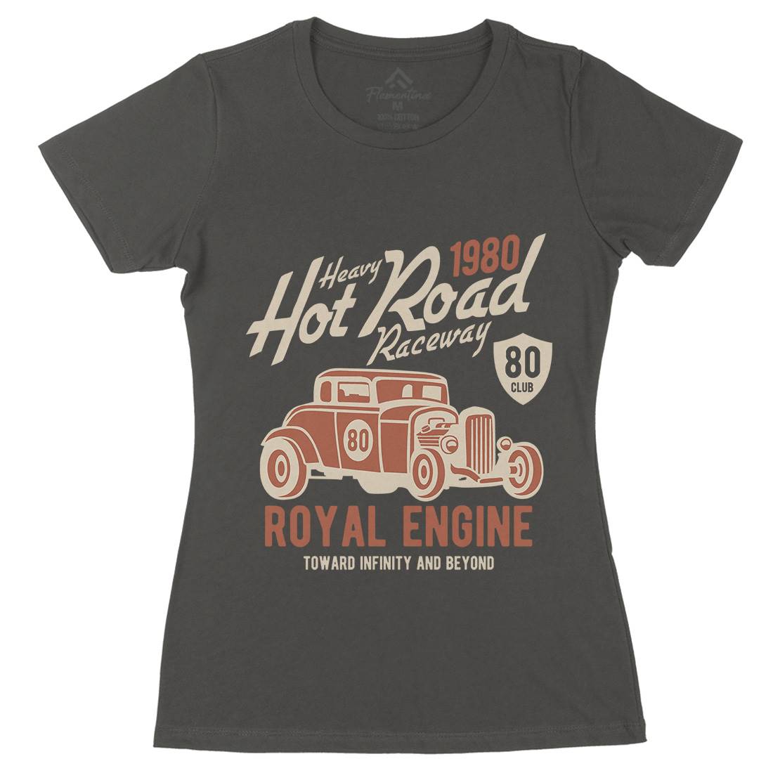 Heavy Hot Road Womens Organic Crew Neck T-Shirt Cars B411