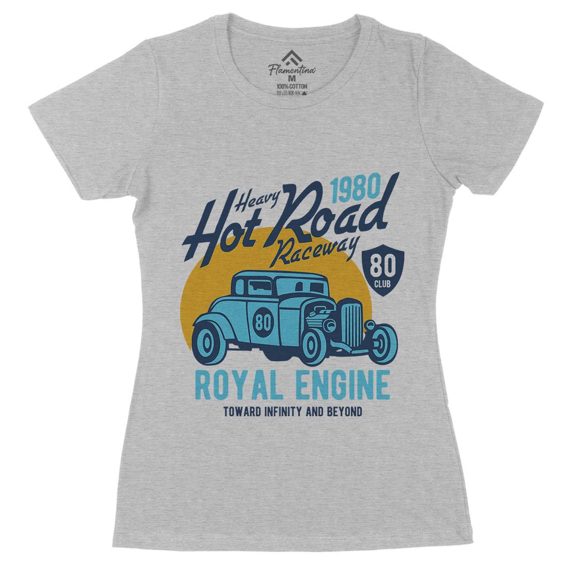 Heavy Hot Road Womens Organic Crew Neck T-Shirt Cars B411