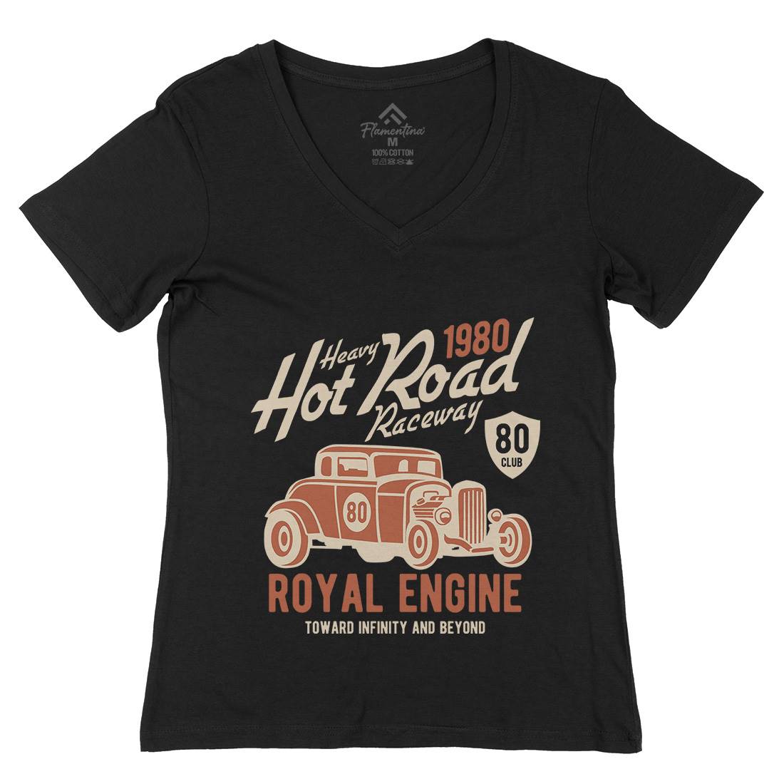 Heavy Hot Road Womens Organic V-Neck T-Shirt Cars B411