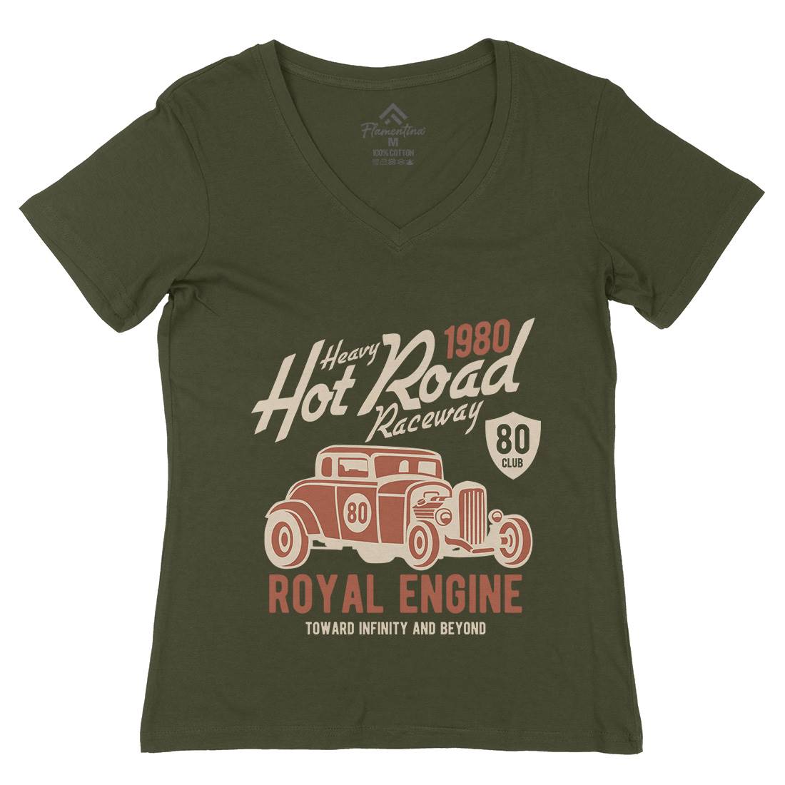 Heavy Hot Road Womens Organic V-Neck T-Shirt Cars B411