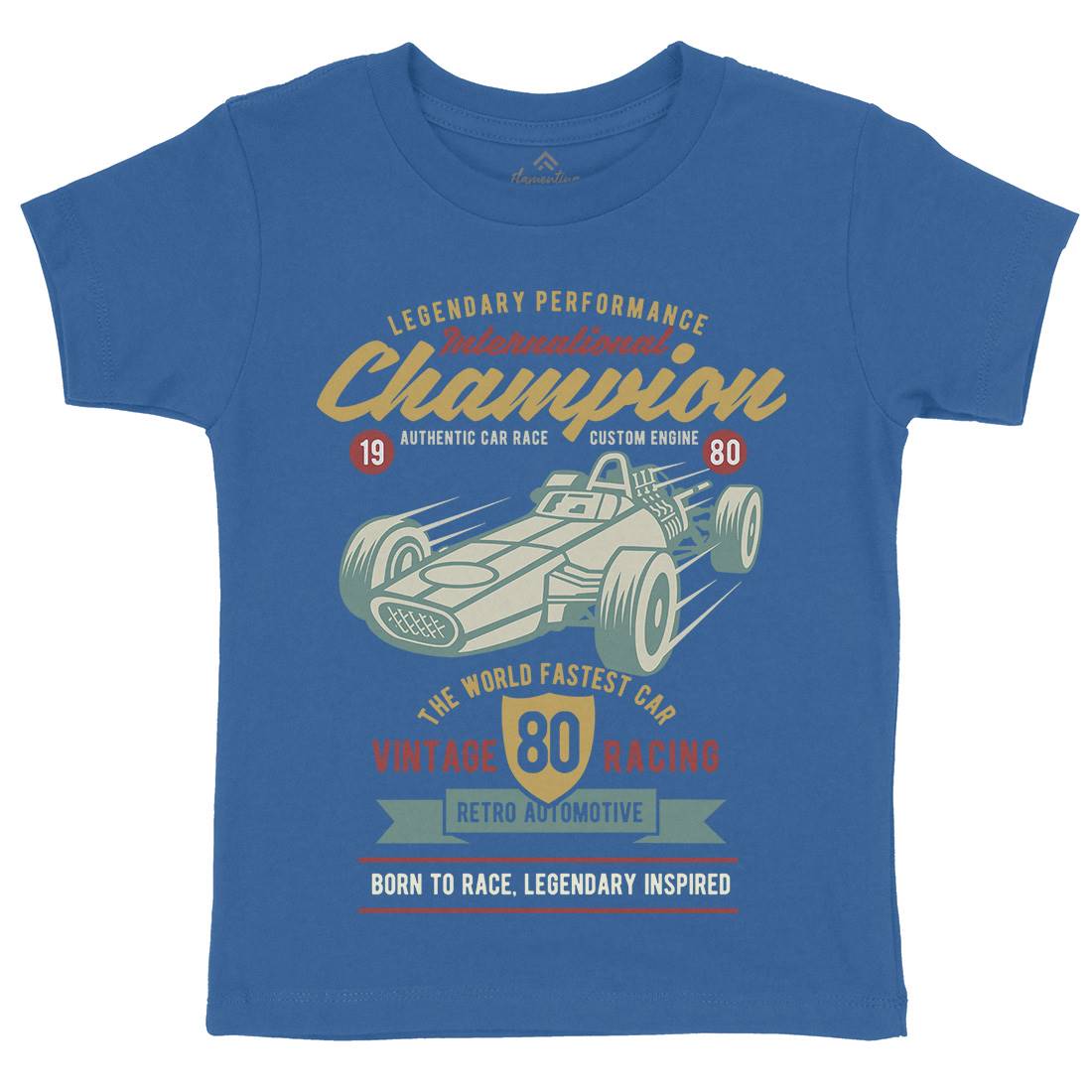 International Champion Car Race Kids Organic Crew Neck T-Shirt Cars B412