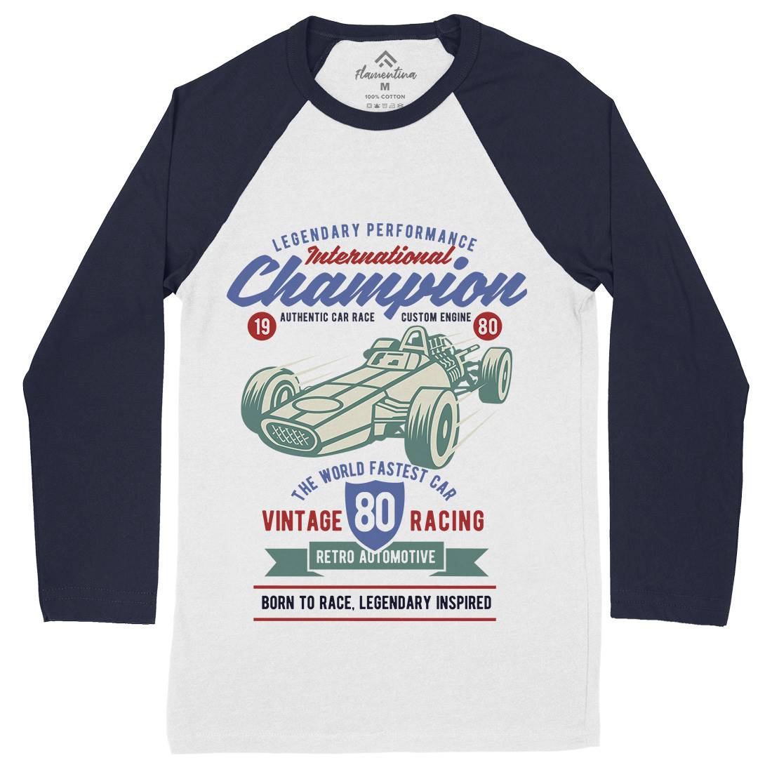 International Champion Car Race Mens Long Sleeve Baseball T-Shirt Cars B412