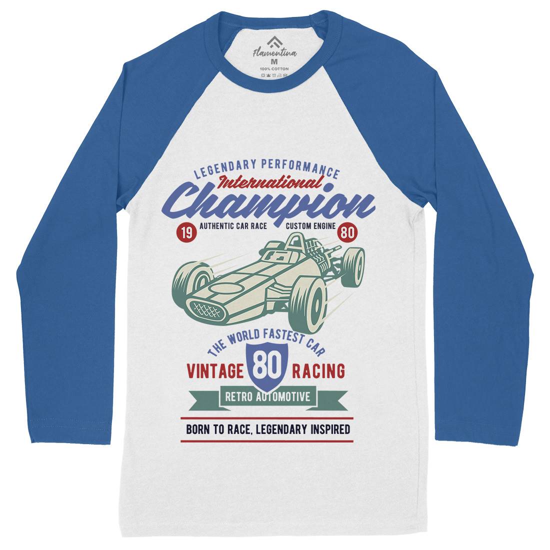 International Champion Car Race Mens Long Sleeve Baseball T-Shirt Cars B412