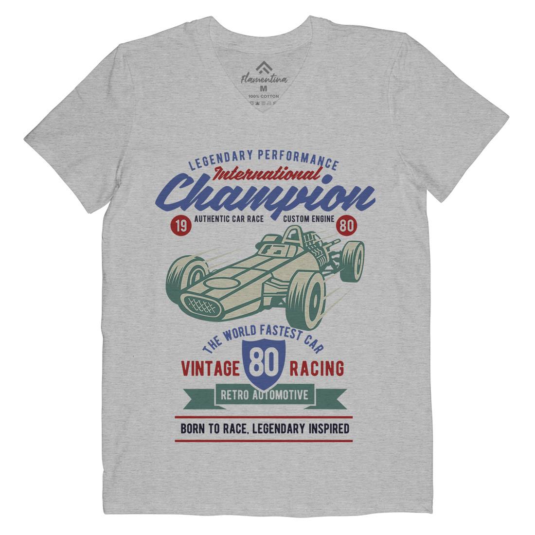 International Champion Car Race Mens Organic V-Neck T-Shirt Cars B412