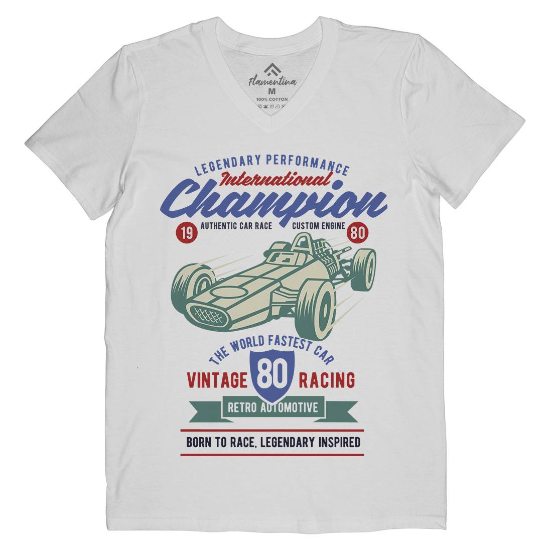 International Champion Car Race Mens V-Neck T-Shirt Cars B412