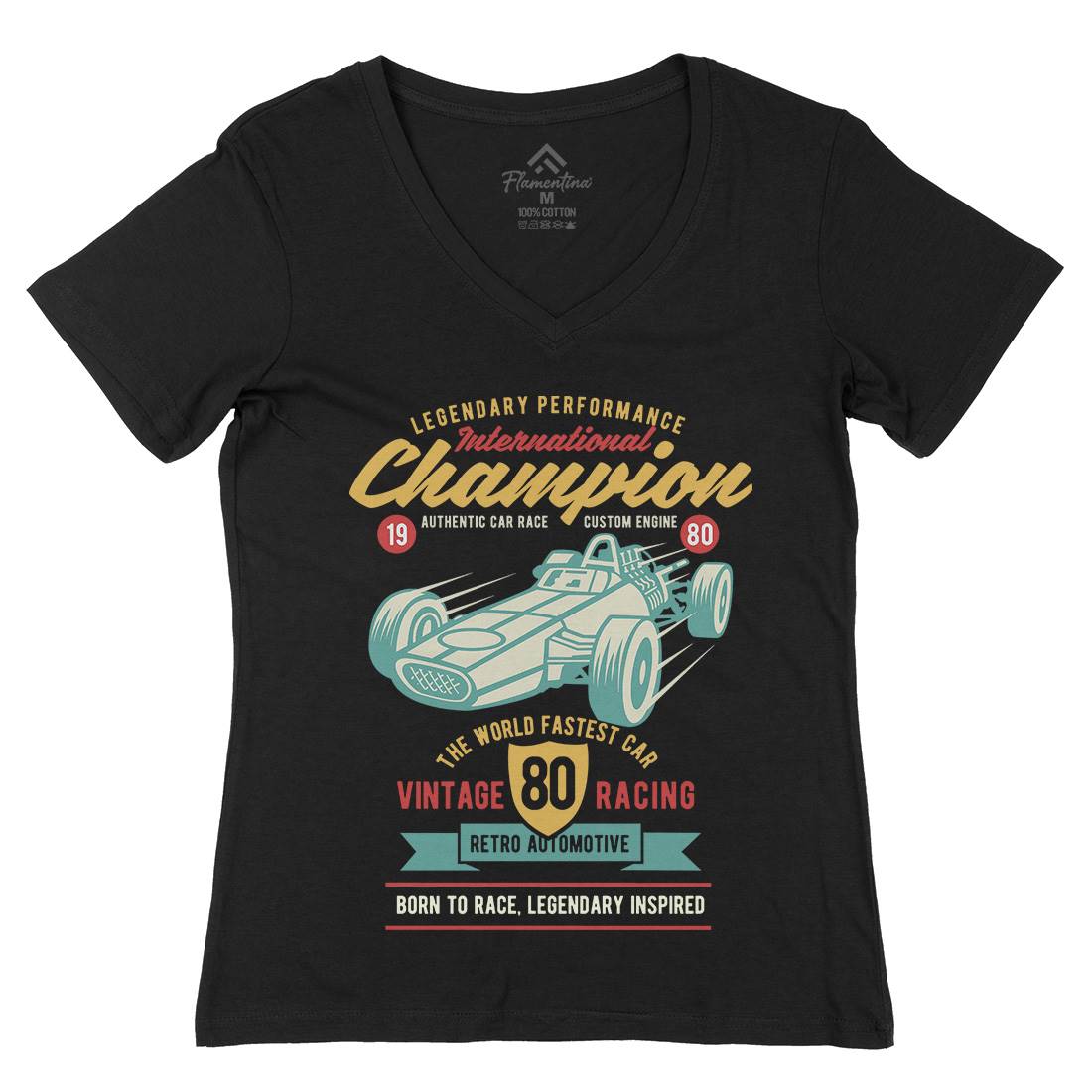 International Champion Car Race Womens Organic V-Neck T-Shirt Cars B412