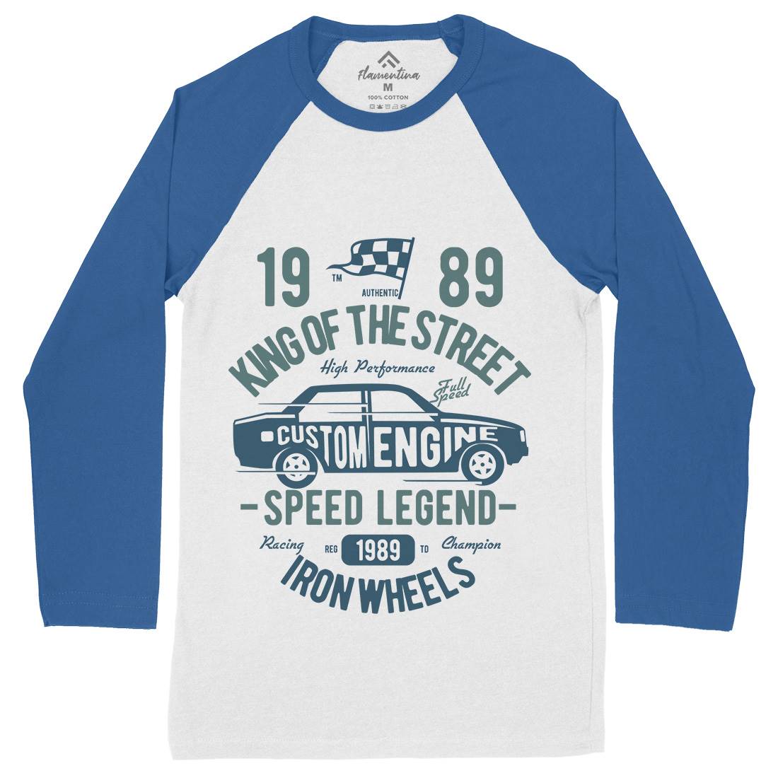 King Of The Street Mens Long Sleeve Baseball T-Shirt Cars B413