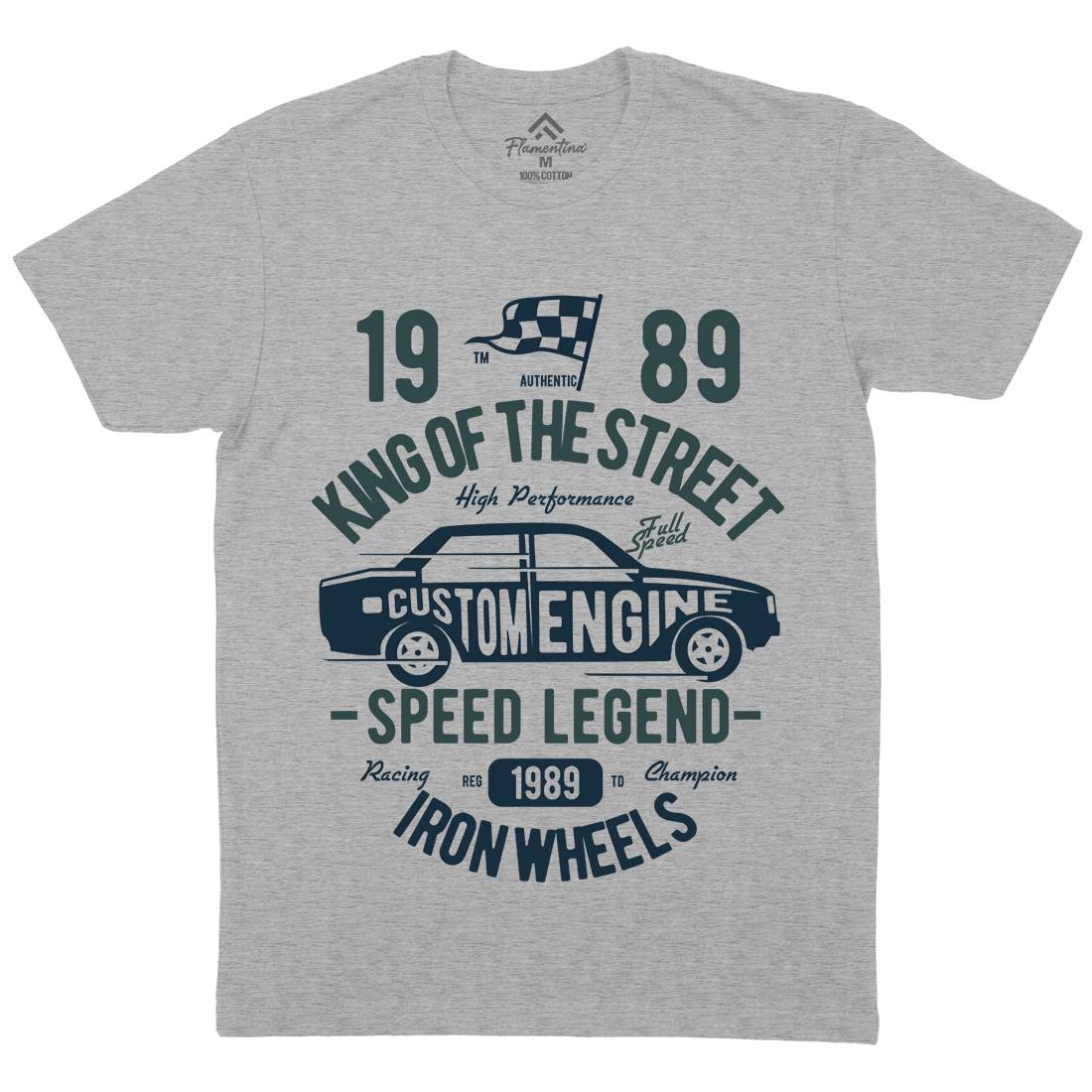 King Of The Street Mens Organic Crew Neck T-Shirt Cars B413