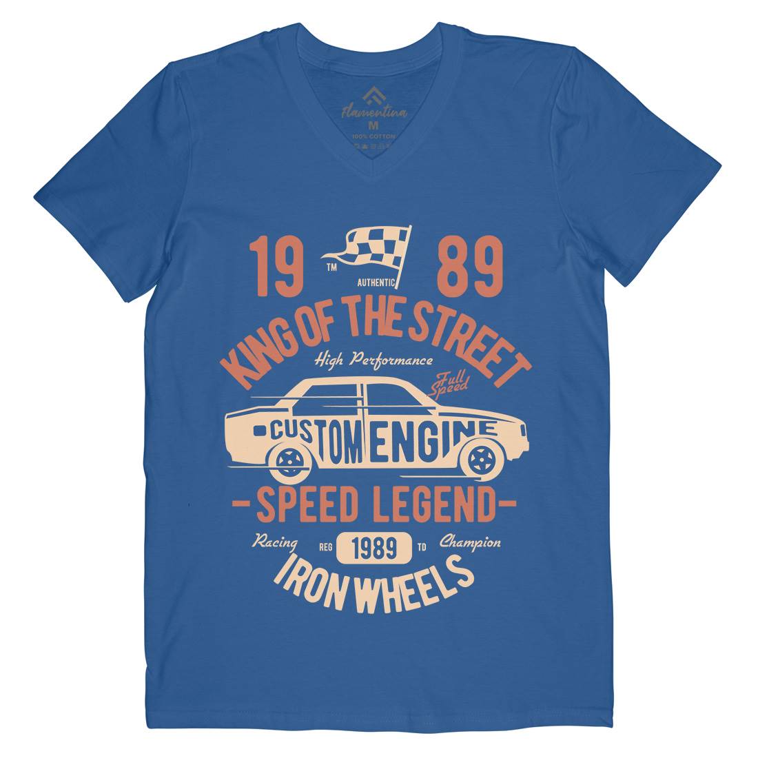 King Of The Street Mens V-Neck T-Shirt Cars B413