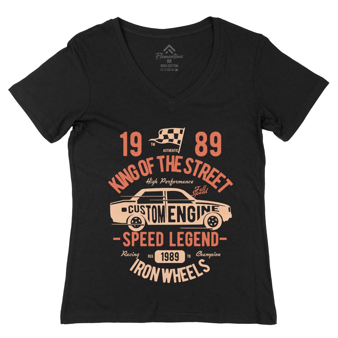 King Of The Street Womens Organic V-Neck T-Shirt Cars B413