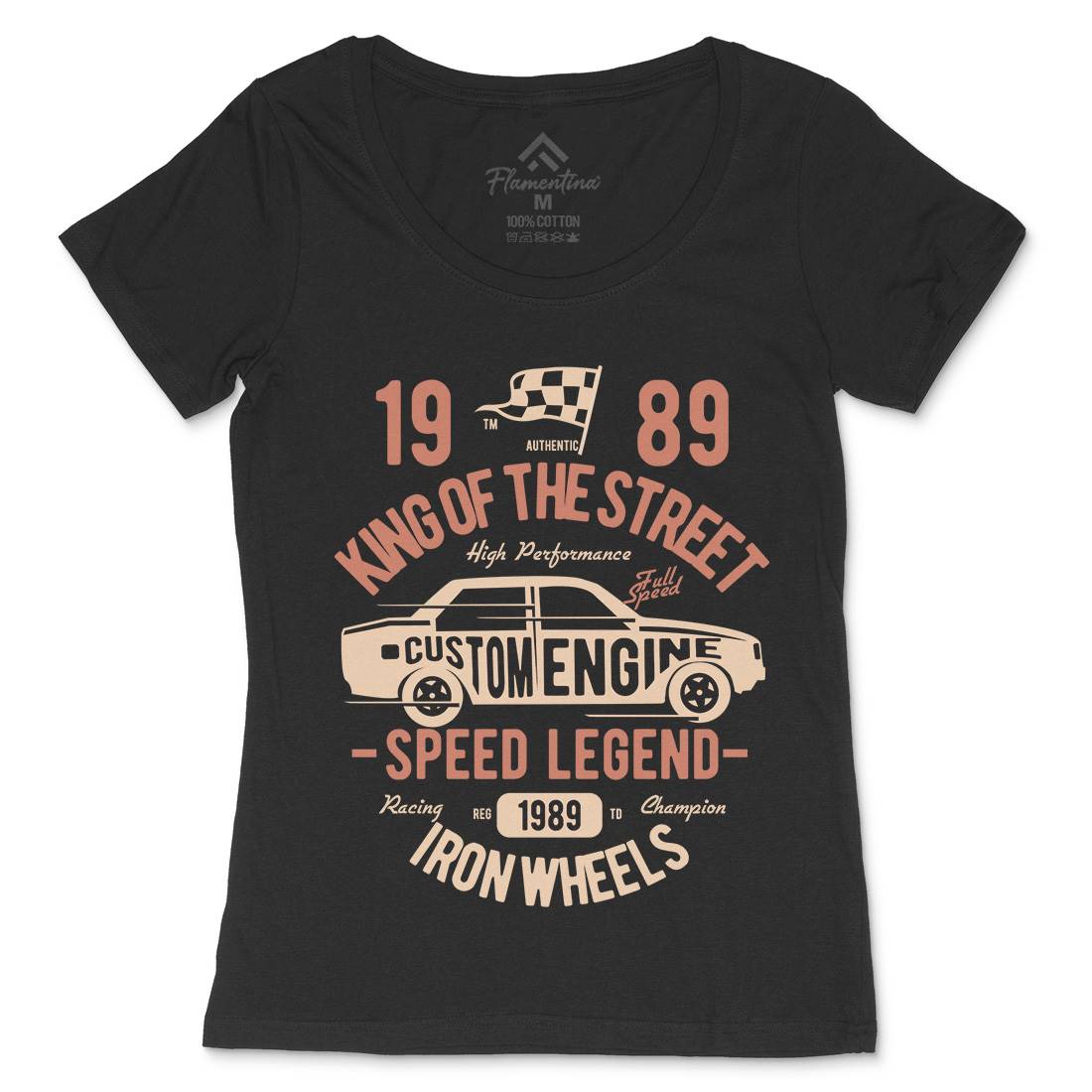 King Of The Street Womens Scoop Neck T-Shirt Cars B413