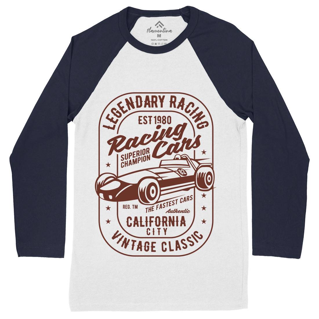 Legendary Racing Cars Mens Long Sleeve Baseball T-Shirt Cars B414