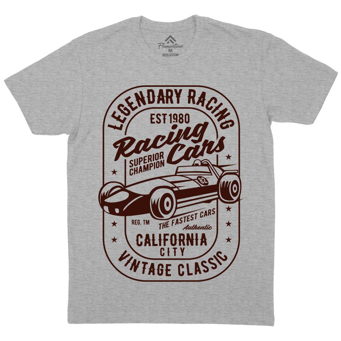 Legendary Racing Cars Mens Organic Crew Neck T-Shirt Cars B414