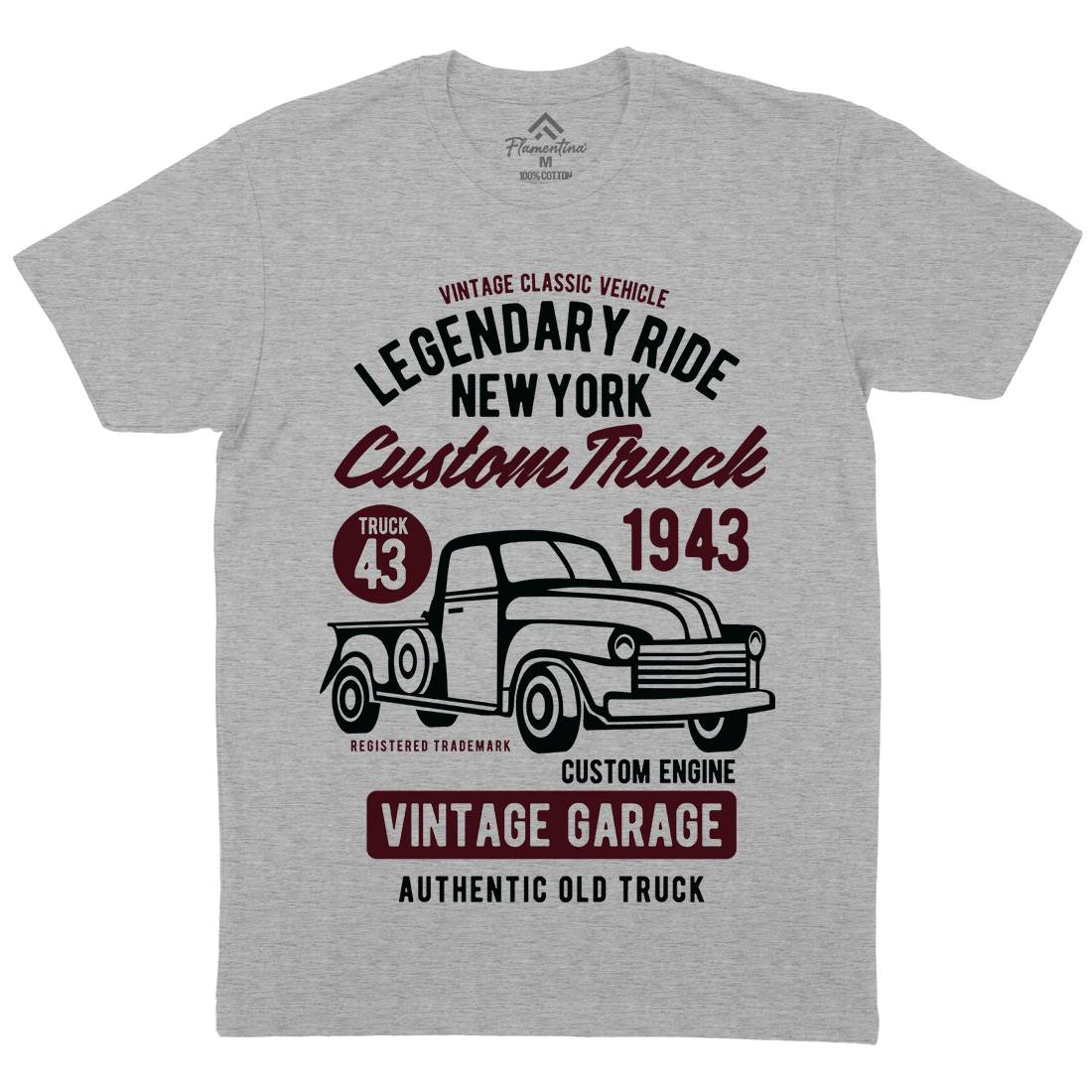 Legendary Ride Custom Truck Mens Organic Crew Neck T-Shirt Cars B415