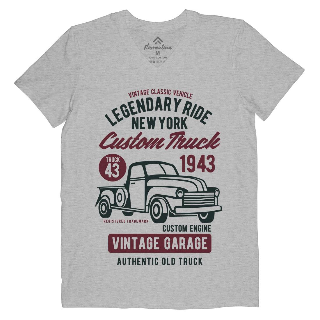 Legendary Ride Custom Truck Mens Organic V-Neck T-Shirt Cars B415