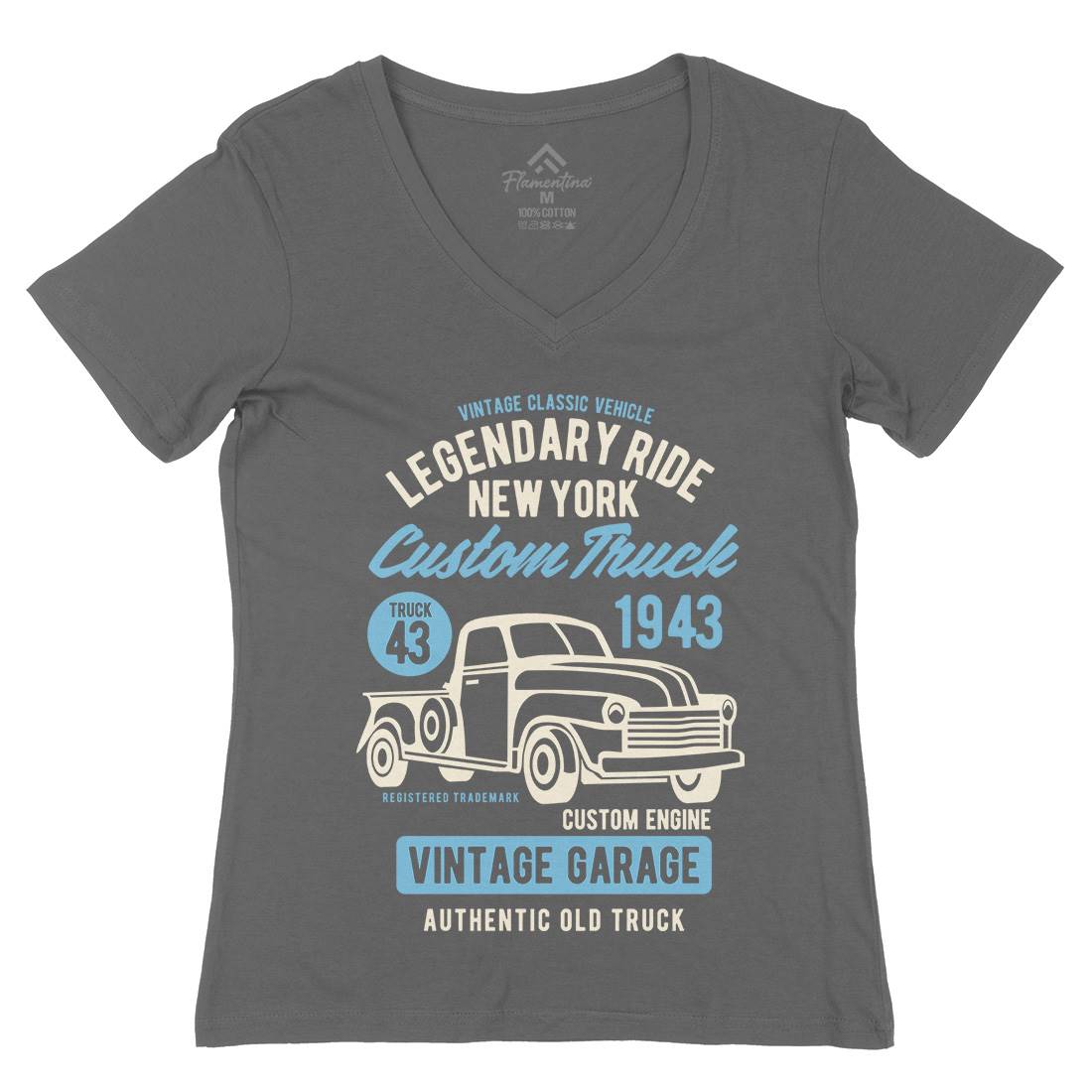 Legendary Ride Custom Truck Womens Organic V-Neck T-Shirt Cars B415