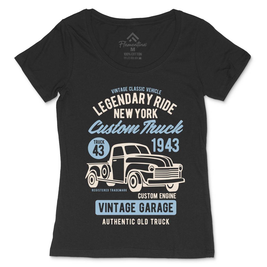 Legendary Ride Custom Truck Womens Scoop Neck T-Shirt Cars B415