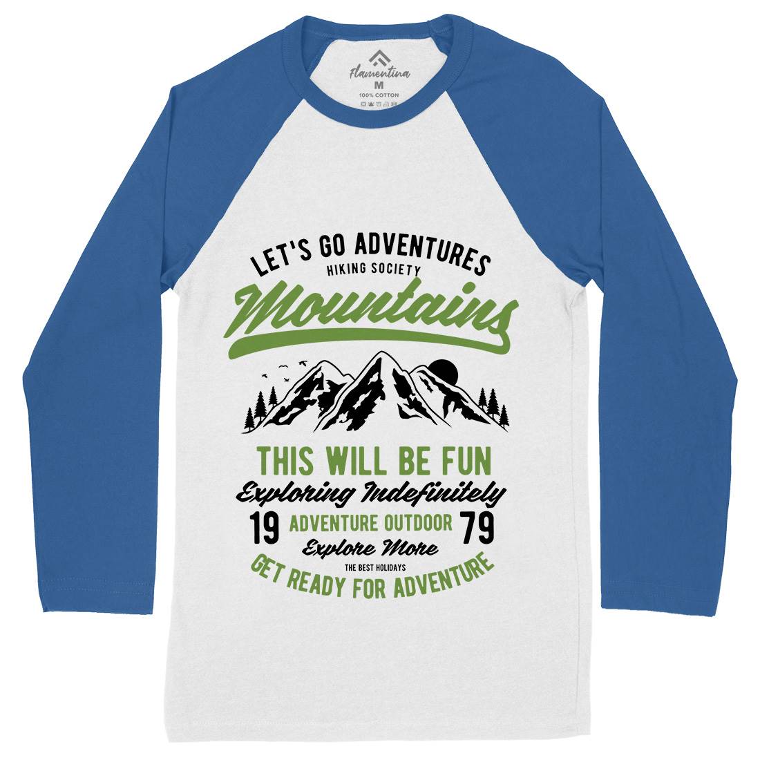 Lets Go Adventure Mens Long Sleeve Baseball T-Shirt Nature B416