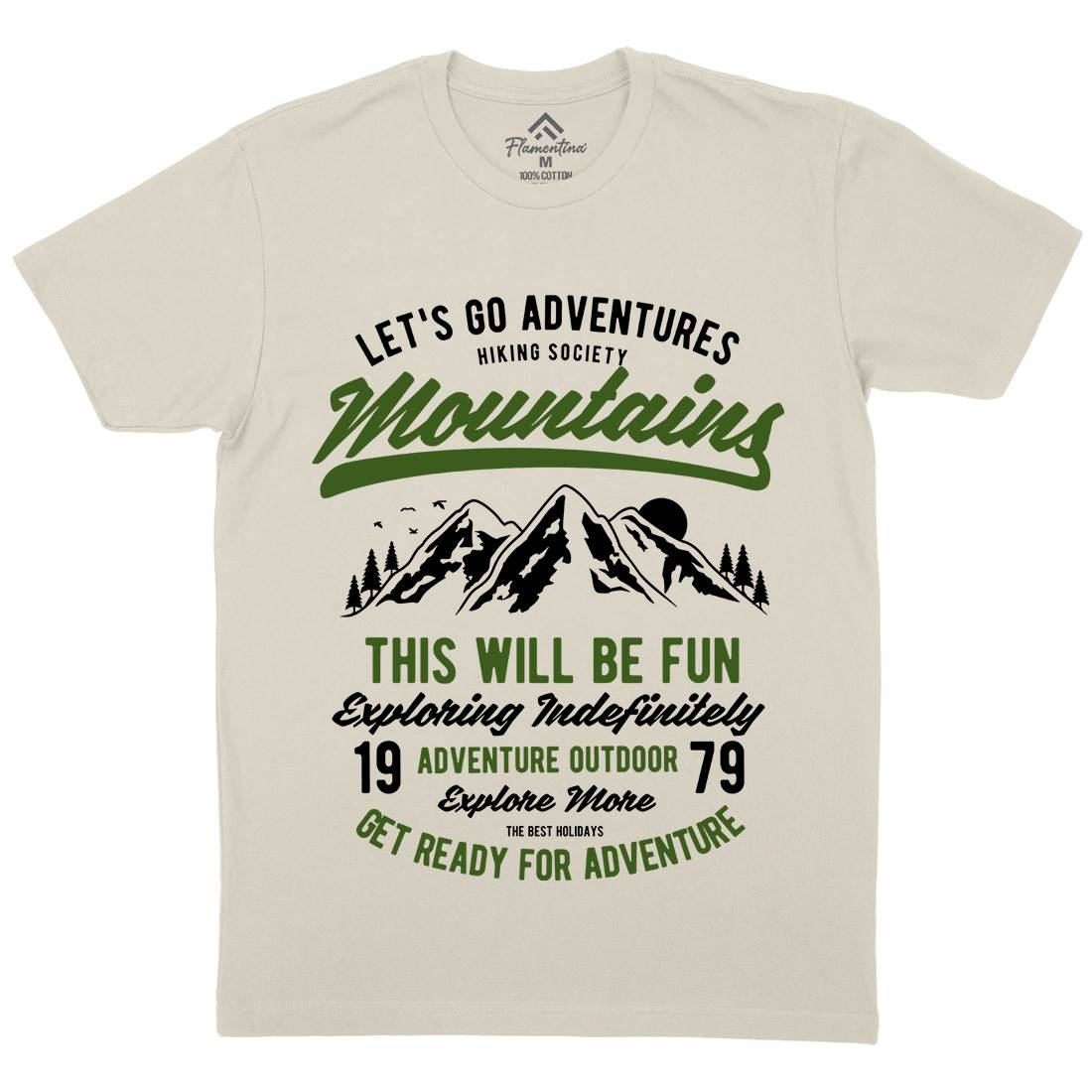 Lets Go Adventure Mens Organic Crew Neck T-Shirt Nature B416