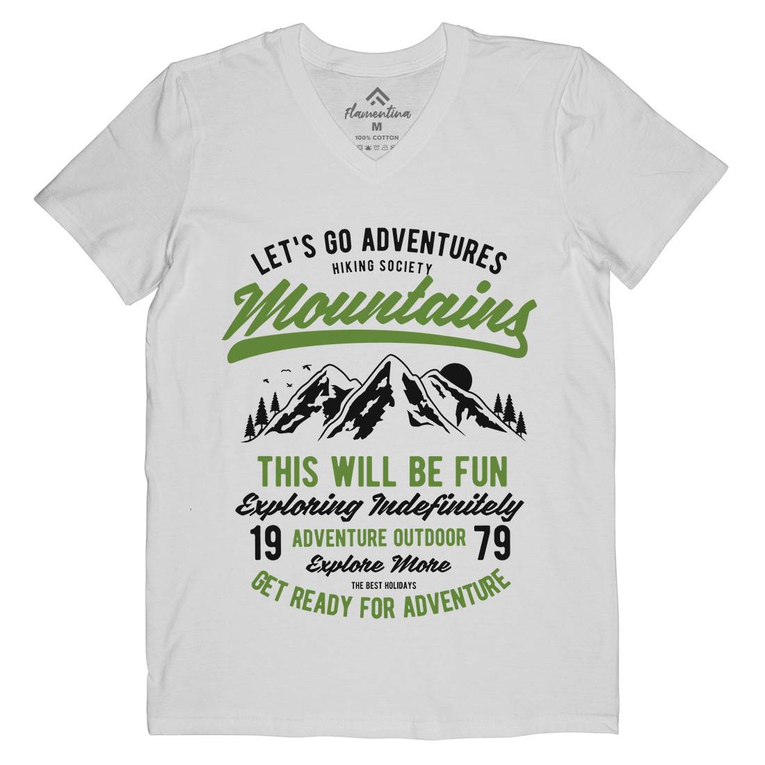 Lets Go Adventure Mens V-Neck T-Shirt Nature B416