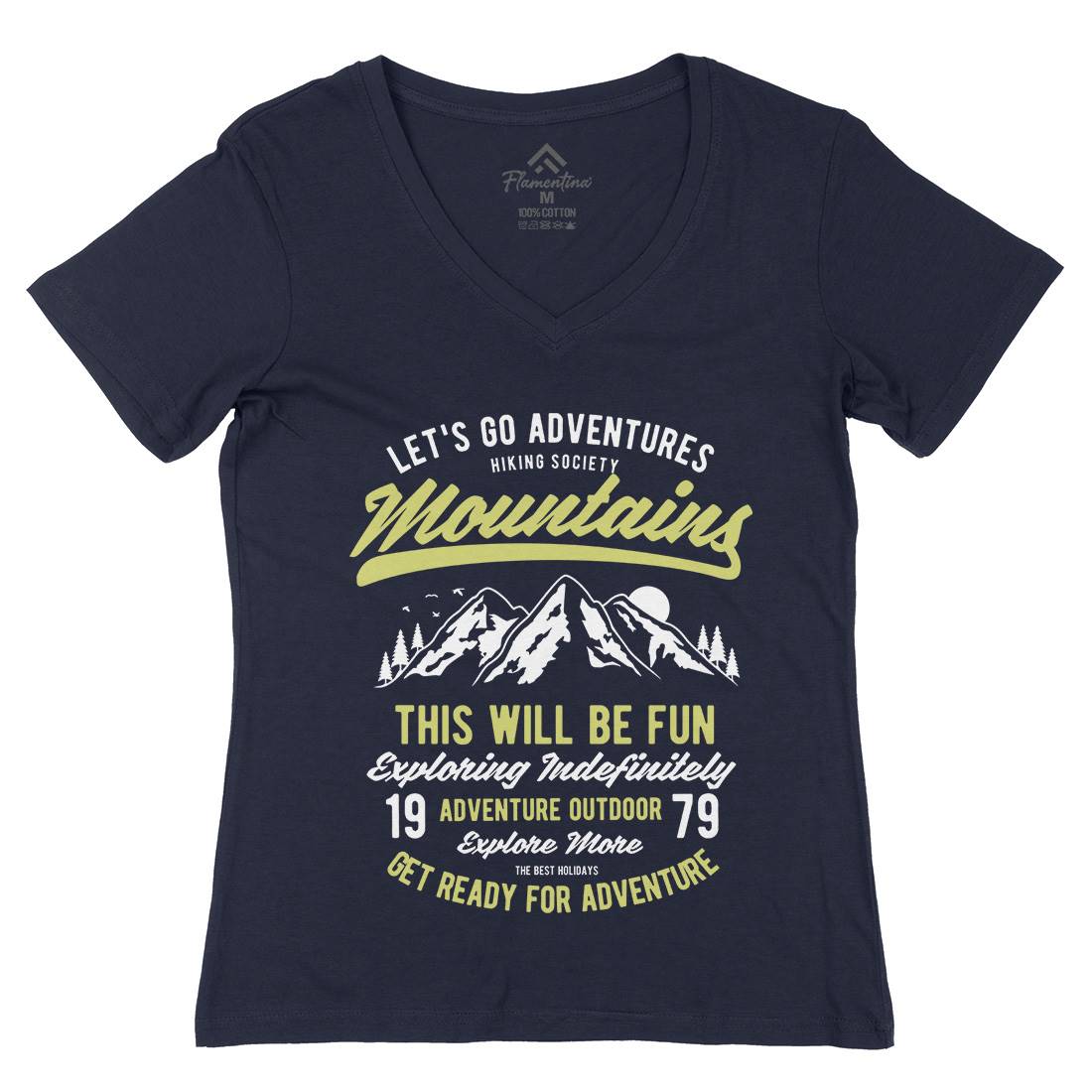 Lets Go Adventure Womens Organic V-Neck T-Shirt Nature B416