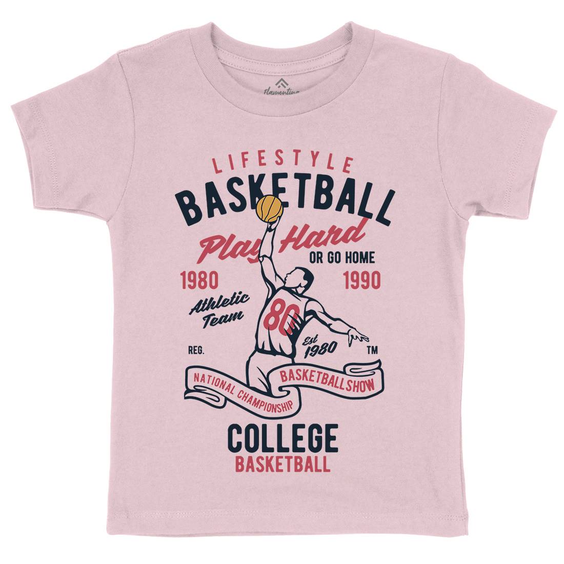 Life Style Basketball Kids Organic Crew Neck T-Shirt Sport B417