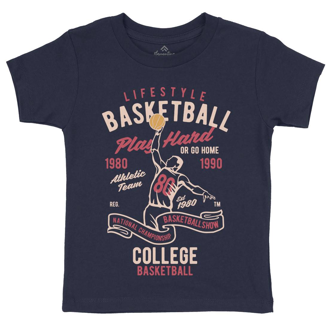 Life Style Basketball Kids Organic Crew Neck T-Shirt Sport B417