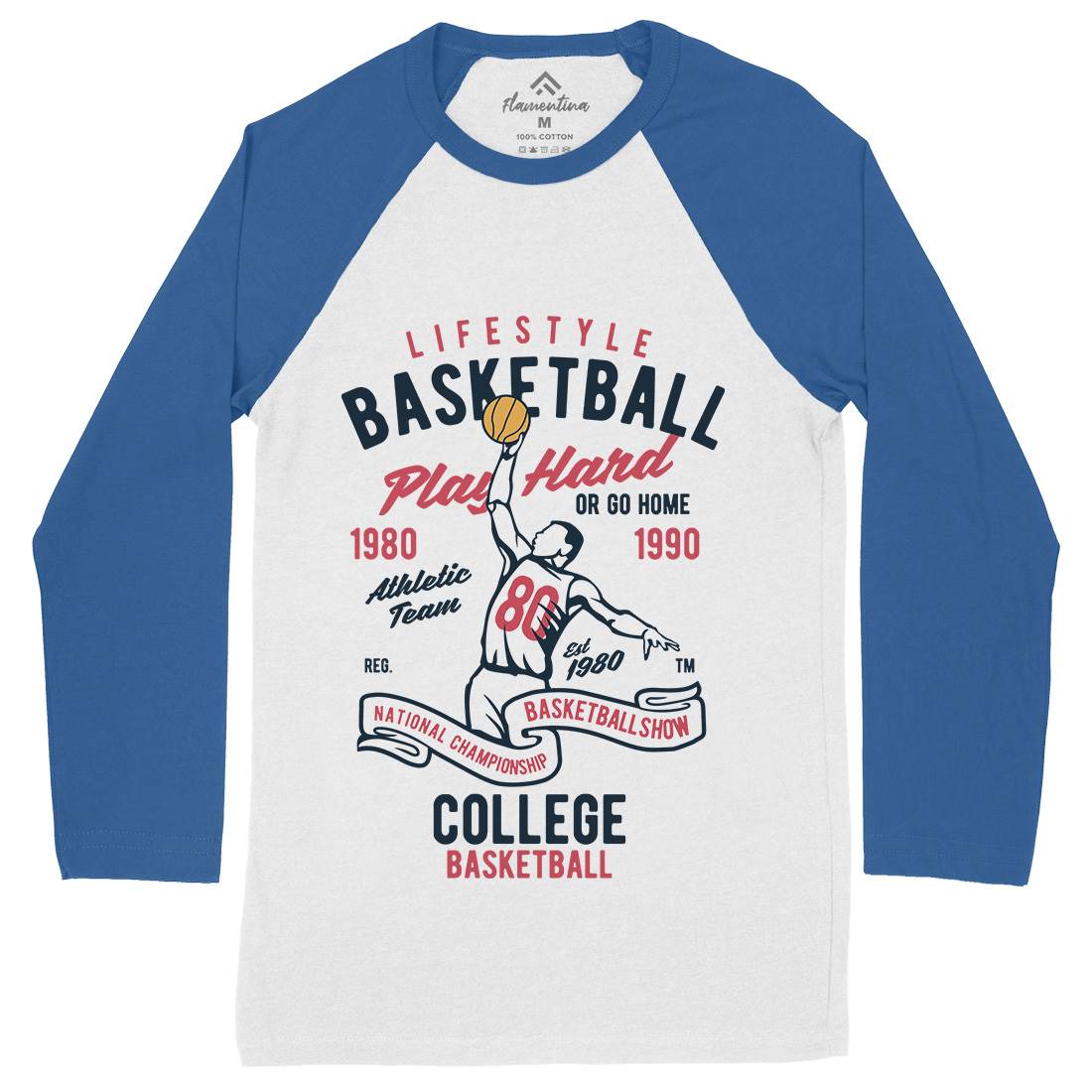 Life Style Basketball Mens Long Sleeve Baseball T-Shirt Sport B417