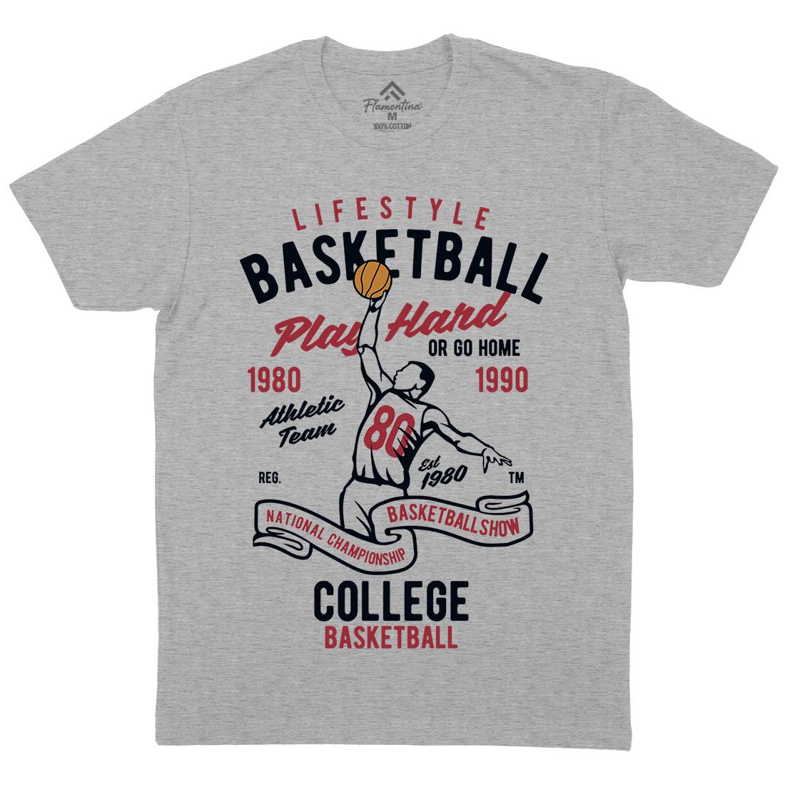 Life Style Basketball Mens Crew Neck T-Shirt Sport B417