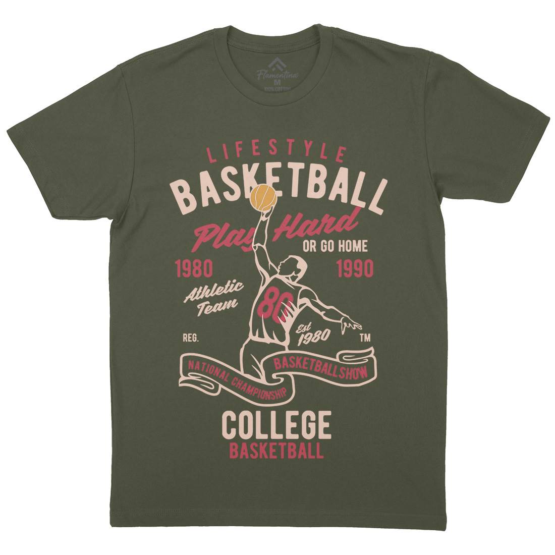 Life Style Basketball Mens Organic Crew Neck T-Shirt Sport B417