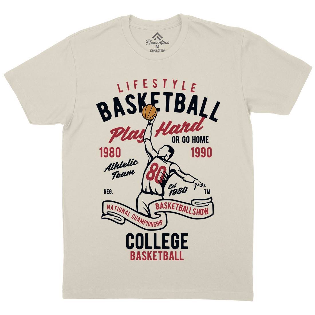 Life Style Basketball Mens Organic Crew Neck T-Shirt Sport B417