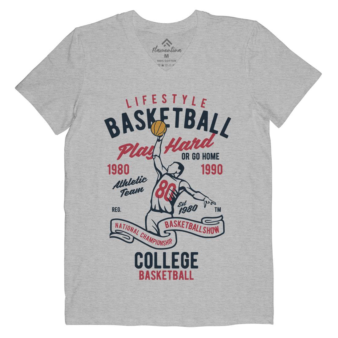 Life Style Basketball Mens V-Neck T-Shirt Sport B417
