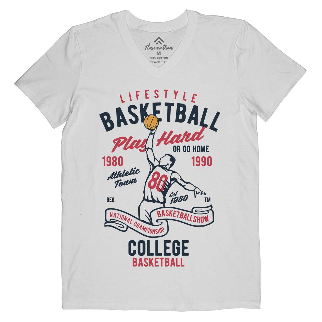 Life Style Basketball Mens Organic V-Neck T-Shirt Sport B417