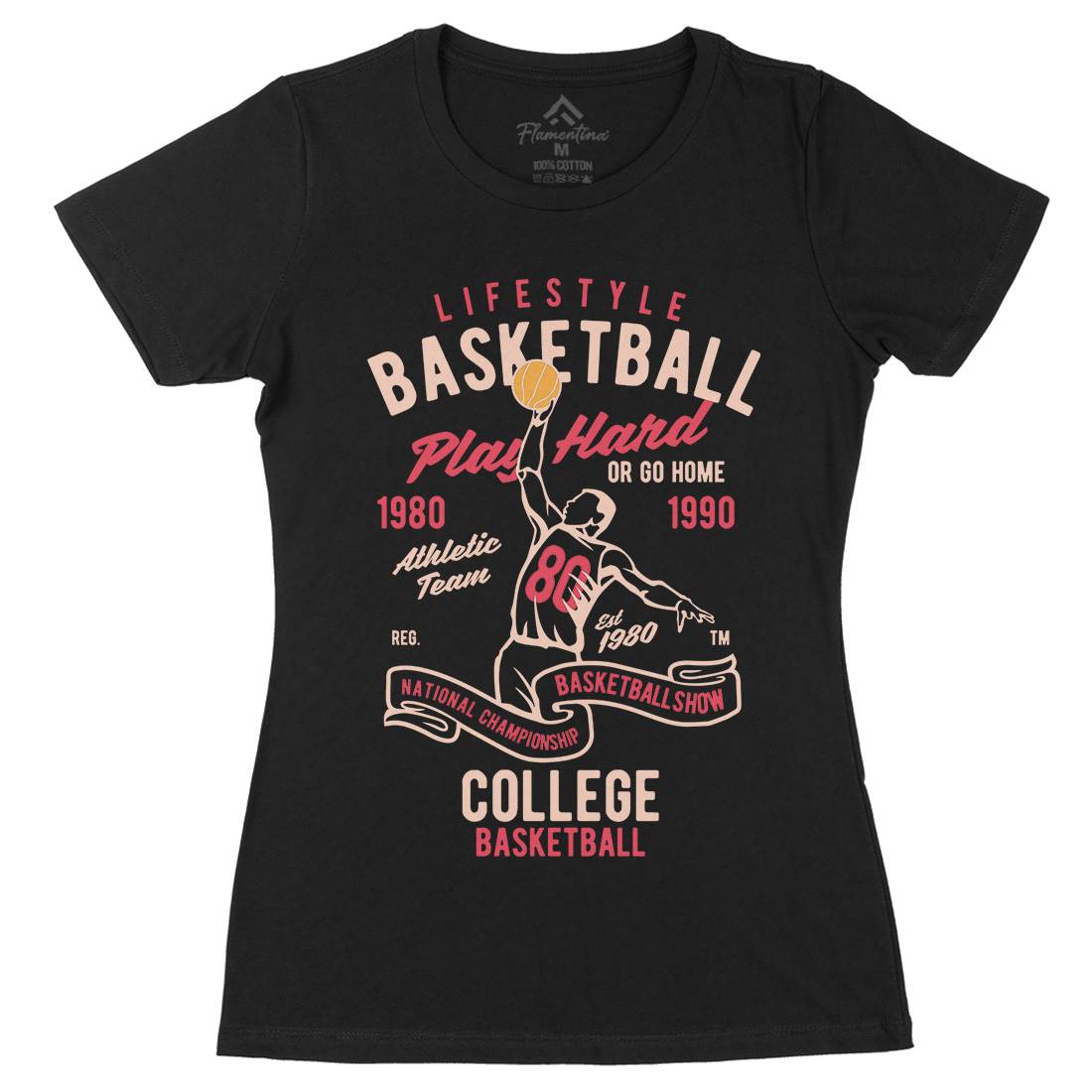 Life Style Basketball Womens Organic Crew Neck T-Shirt Sport B417