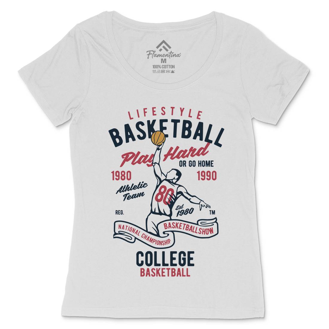 Life Style Basketball Womens Scoop Neck T-Shirt Sport B417