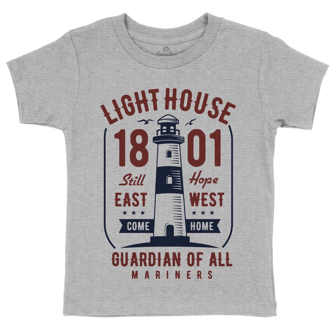Light House Kids Crew Neck T-Shirt Navy B418