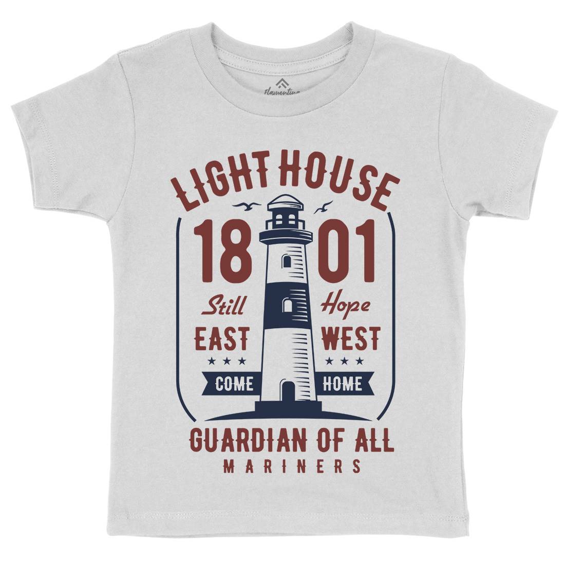 Light House Kids Crew Neck T-Shirt Navy B418